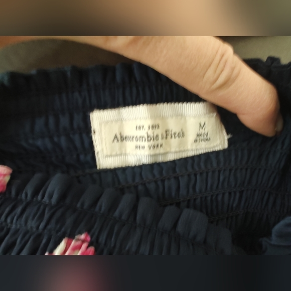 Abercrombie & Fitch Strapless Smocked and Ruffled Skirt Dress Navy Sz M - Picture 6 of 8